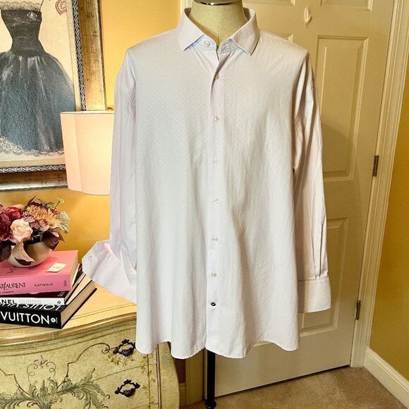NWOT Men's Luchiano Visconti Black Shirt in White Textured Size 3XLB - Picture 1 of 5